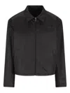 Prada Logo-plaque Cropped Jacket In Black