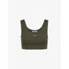 PRADA LOGO-PLAQUE CROPPED SLIM-FIT COTTON TANK TOP