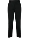 Prada Logo-plaque Cropped Trousers In Black