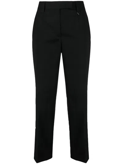 Prada Logo-plaque Cropped Trousers In Black