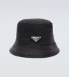 Prada Nylon Wide Brim Hat In Black