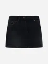 Prada Logo-plaque Denim Miniskirt In Black