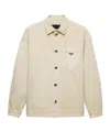 Prada Oversized Logo-plaque Organic-cotton Denim Shirt In Natural Color
