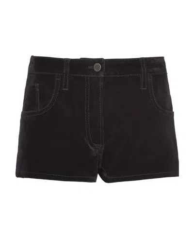 Prada Logo-plaque Denim Shorts In Black