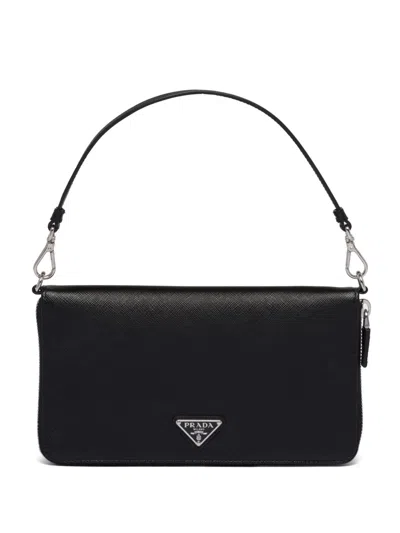 Prada Logo-plaque Document Holder In Black
