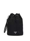 Prada Re-nylon Drawstring Pouch In Black