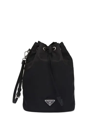 PRADA LOGO-PLAQUE DRAWSTRING POUCH