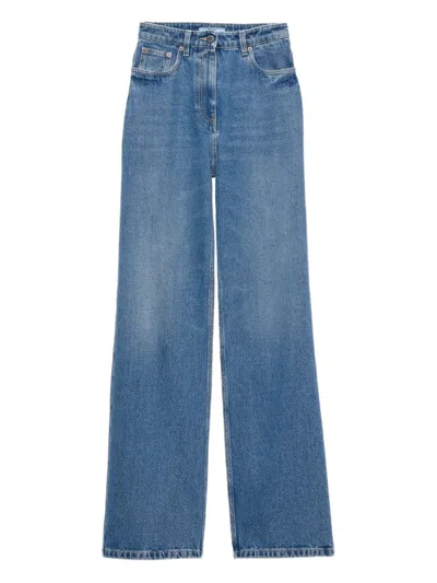Prada Logo-plaque Five-pocket Jeans In Blue