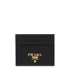 Prada Compact Front Logo Cardholder In Black