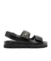 Prada Touch-strap Leather Sandals In Black
