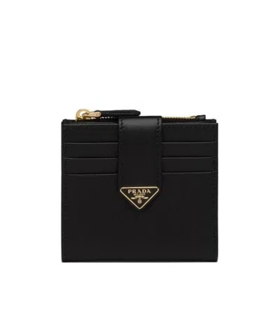 Prada Logo-plaque Folded-design Wallet In Black