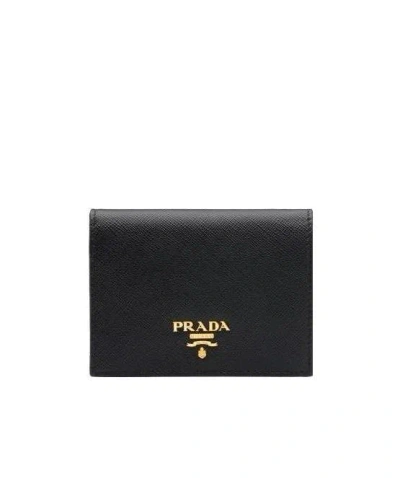 Prada Logo-print Saffiano Leather Wallet In Black