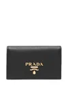 Prada Logo-plaque Foldover Cardholder In Black