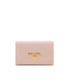 Prada Logo-plaque Foldover Cardholder In Nude