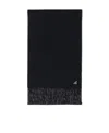 Prada Logo-plaque Fringed Cashmere Scarf In Grau