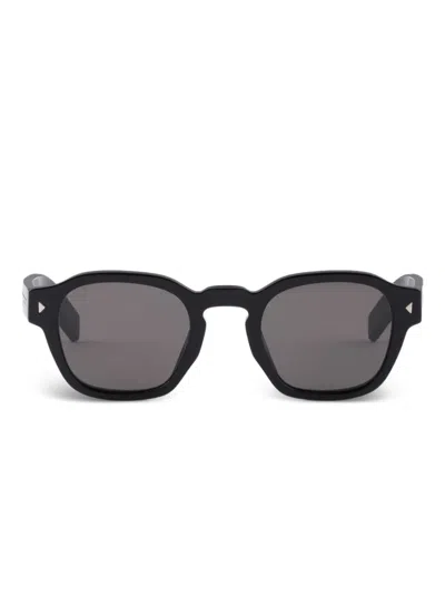 Prada Logo-plaque Geometric-frame Sunglasses In Black