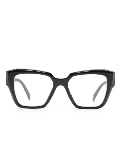 Prada Brille Mit Logo-schild In Black