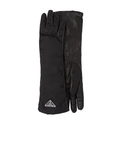 PRADA NYLON AND NAPPA LEATHER GLOVES