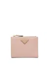 Prada Logo-plaque Grained Leather Wallet In Pink