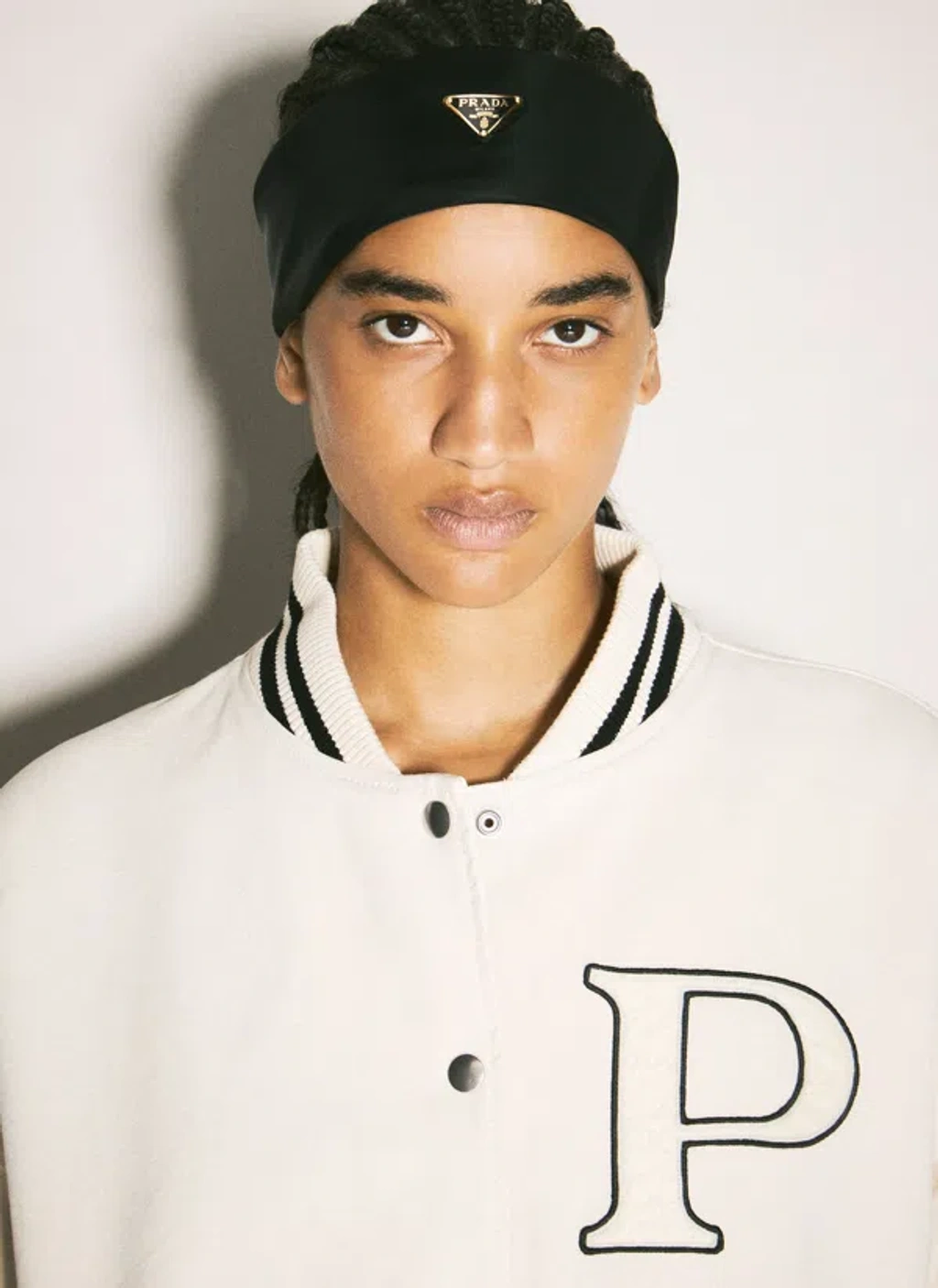 Prada Logo Plaque Headband In Black | ModeSens