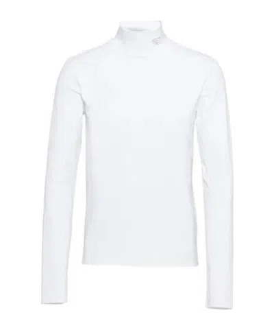 Prada Logo-plaque High-neck T-shirt In White