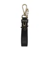 Prada Saffiano Leather Key Ring In Black