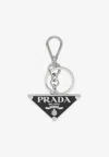 Prada Logo-plaque Keyring In Black