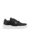 Prada Logo-plaque Lace-up Sneakers In Black