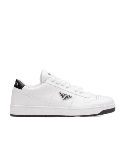 Prada Logo-plaque Lace-up Trainers In White