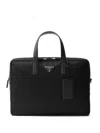 Prada Re-nylon And Saffiano Leather Briefcase In Black