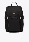 Prada Backpack In Re-nylon And Saffiano Leather In Black