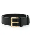 Prada Logo Plaque Leather Belt In Black