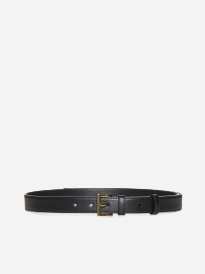 Prada Logo-plaque Leather Belt In Black