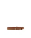 Prada Logo Plaque Leather Belt In Brown