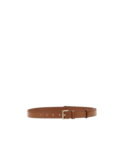 Prada Logo Plaque Leather Belt In Brown