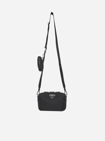 Prada Logo-plaque Leather Camera Bag In Black