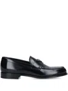 Prada Leather Loafers Triangle Logo In Black