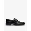 PRADA WOMENS BLACK LOGO-PLAQUE LEATHER LOAFERS EUR 35.5/2.5 UK
