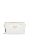 Prada Logo-plaque Leather Messenger Bag In White