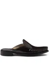 Prada Women's Brushed Leather Mules In Black