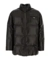 Prada Nappa Leather Puffer Jacket In Black