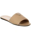 Prada Women Sandali Slide In Pelle In Beige