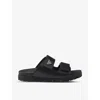 Prada Men Logo Plaque Leather Slides In Black