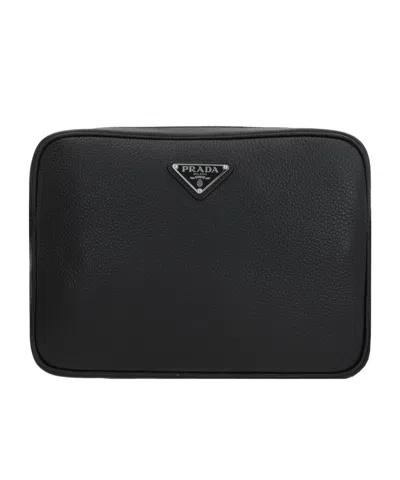 Prada Logo-plaque Leather Shoulder Bag