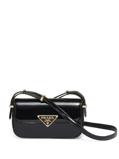 PRADA PRADA LOGO-PLAQUE LEATHER SHOULDER BAG