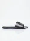 PRADA LOGO PLAQUE LEATHER SLIDES