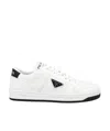 Prada Logo-plaque Leather Sneakers In White