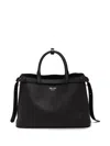 Prada Womens Black Buckle Medium Leather Tote Bag In Black