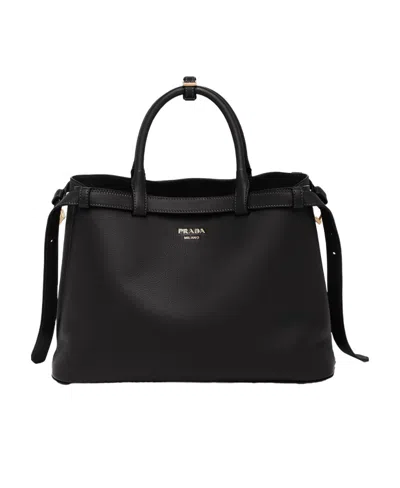 PRADA MEDIUM LEATHER HANDBAG WITH BELT