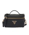 Prada Logo-plaque Leather Tote Bag In Black